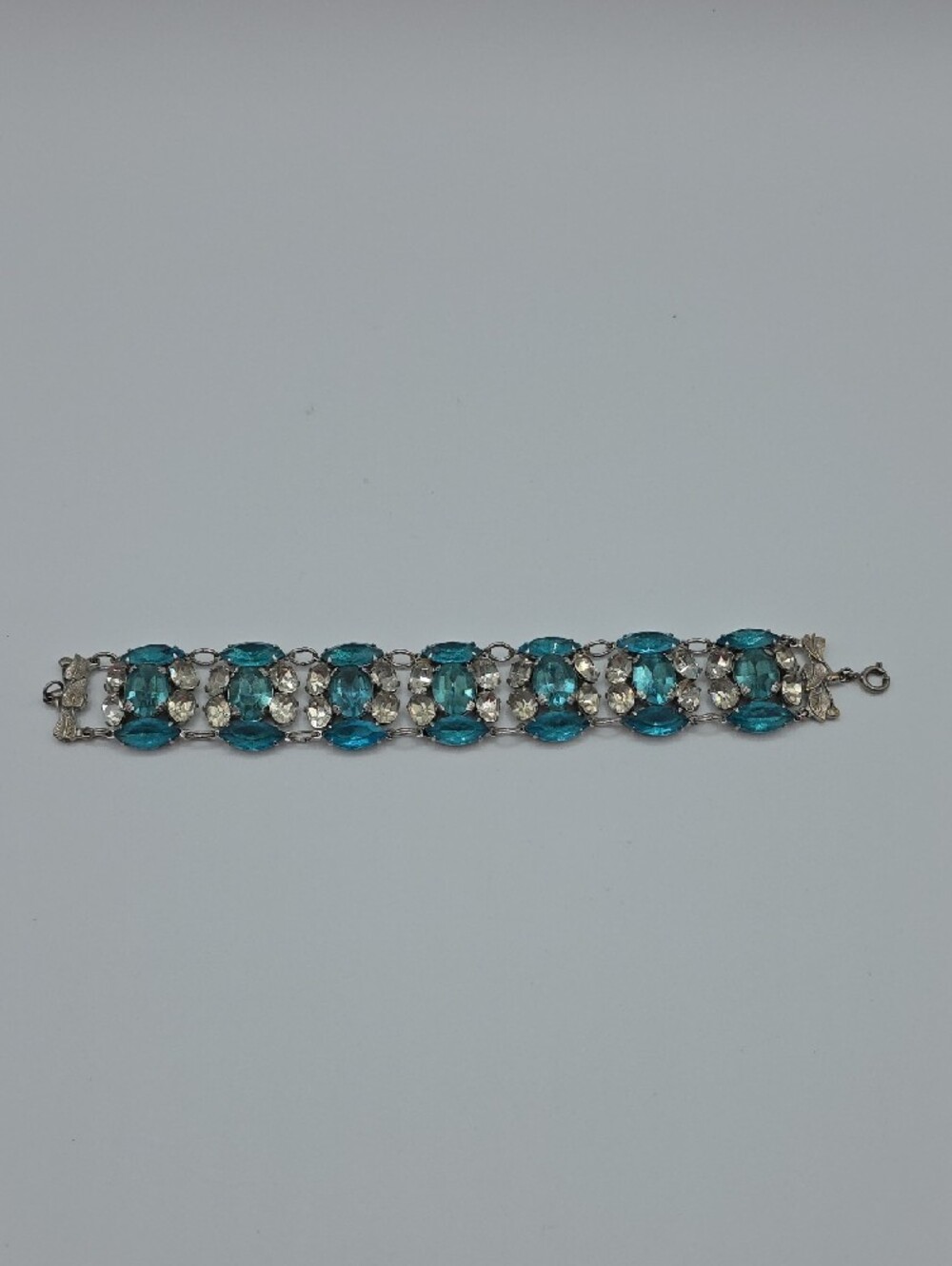 Vintage Blue And White Crystal Statement Bracelet - Picture 3 of 10